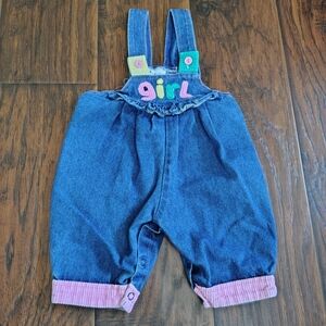 Vintage 90s 'Girl' denim overalls 0-6 months